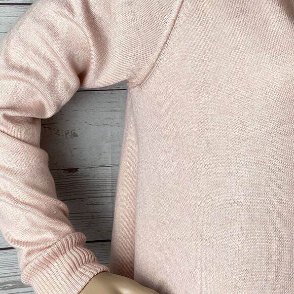 Lemón Hooded Sweater Small Pink Oversized Split Back Thin Knit Cashmere Blend - Picture 5 of 12
